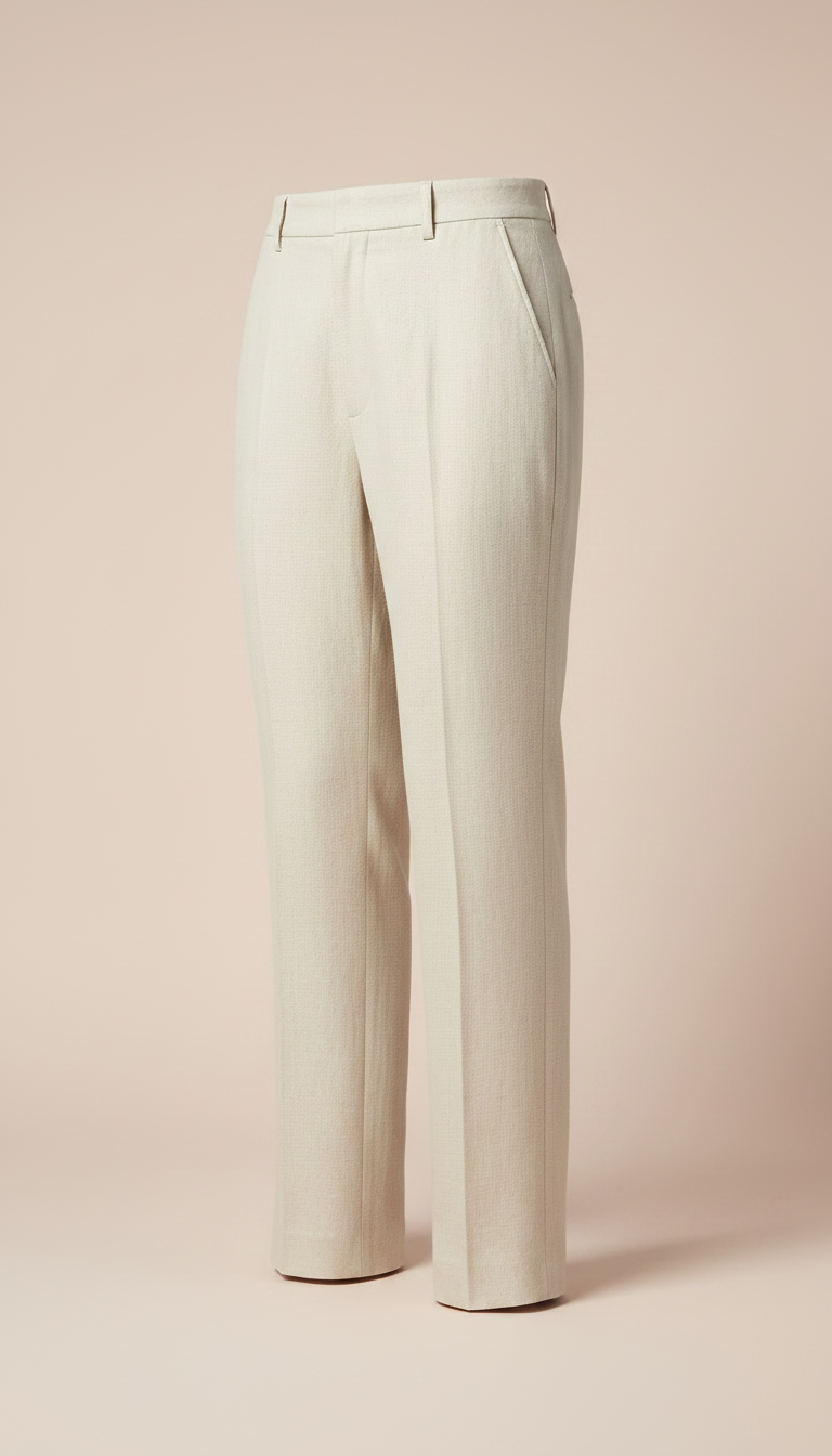 Alternate angle view of Cream veil tailored linen trousers