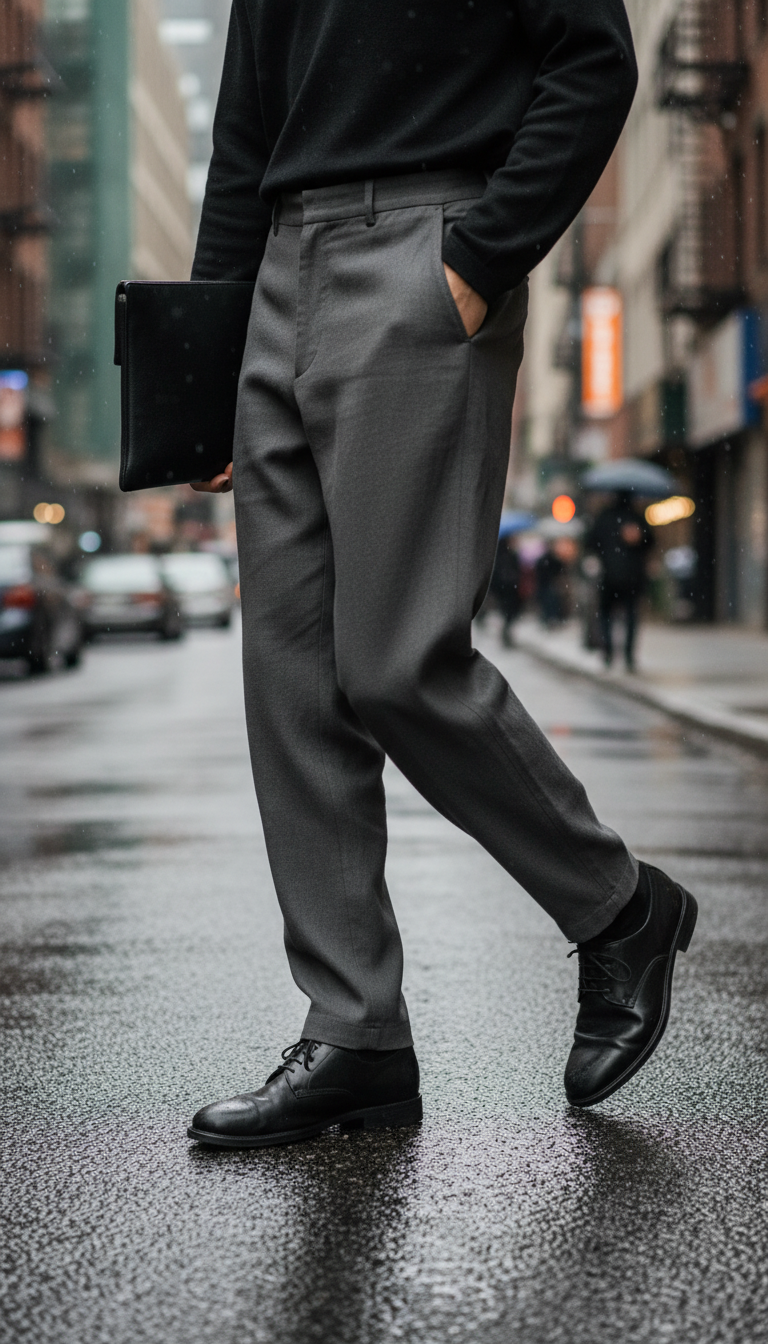 Graphite shadow loose-fit linen pants in use
