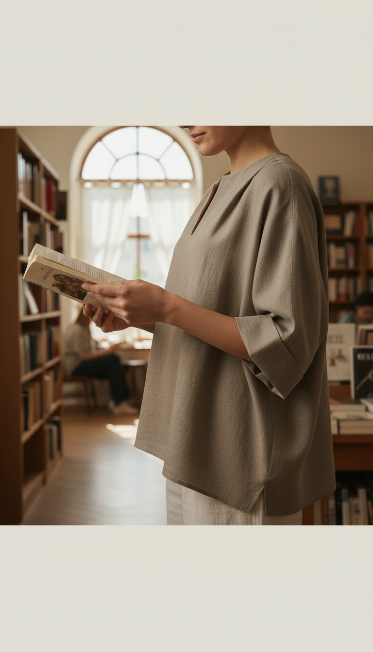 Earthy Taupe Blouse in use