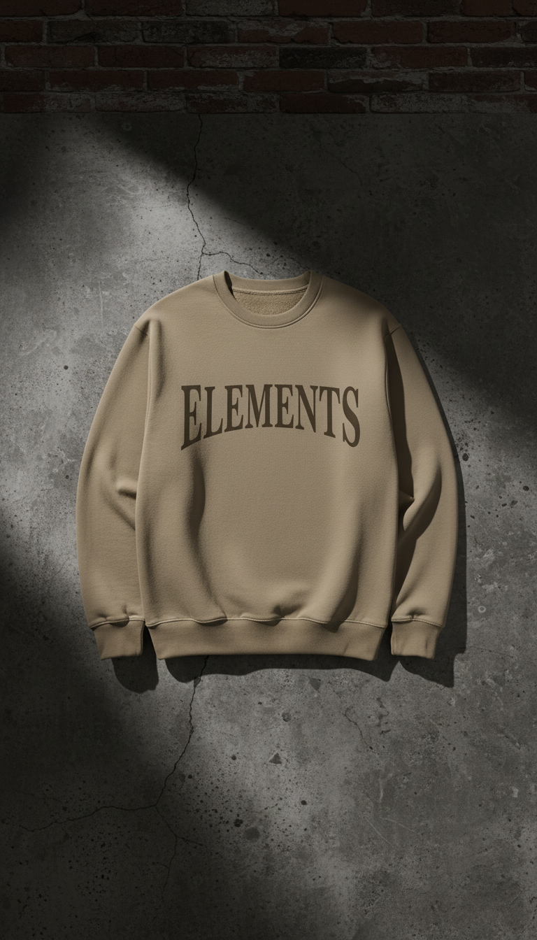 Stone Taupe Cotton Crewneck With Serif Logo in a new setting