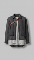 Cotton Blend Shirt with Leather Trim