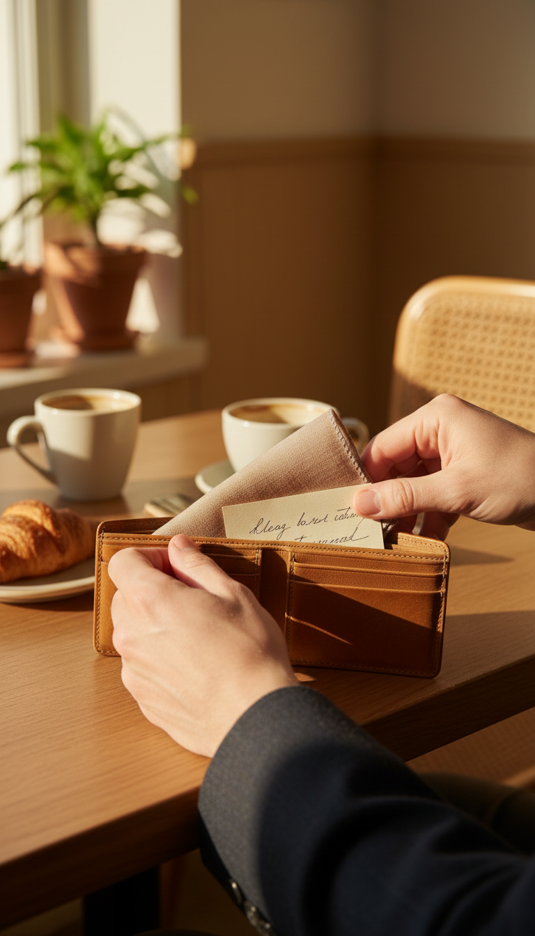 Rose Sand Silk Pocket Square in use