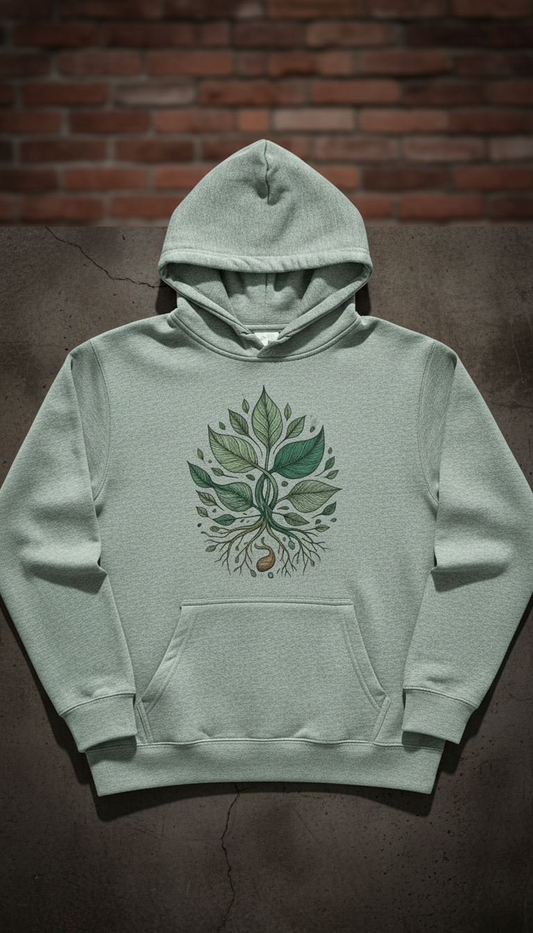 Sustainable Hoodie with DTF Print in a new setting