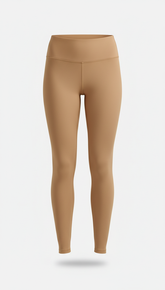 Soft Sand Performance Leggings, meticulously styled (folds smoothed, shape maintained), perfectly centered horizontally...