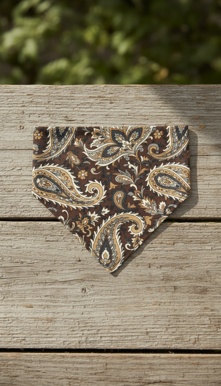Western Paisley Cotton Dog Bandana in a new setting