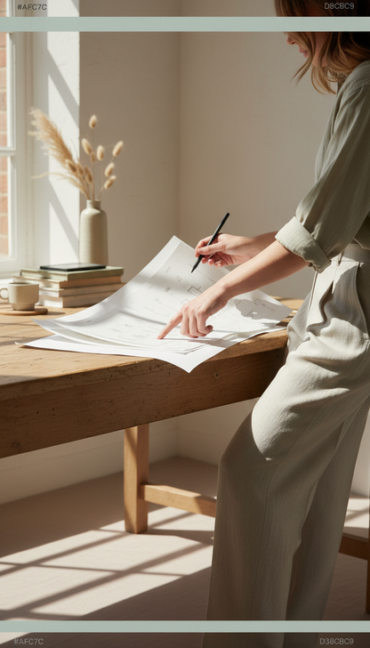 Oat linen tailored pants in use