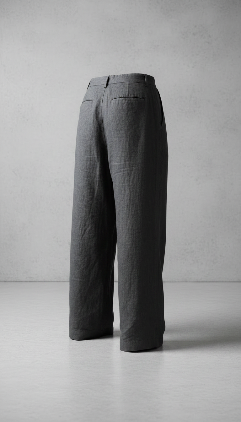 Alternate angle view of Linen Trousers in Graphite Gray