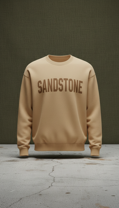Sandstone Bold Typography Sweatshirt in a new setting