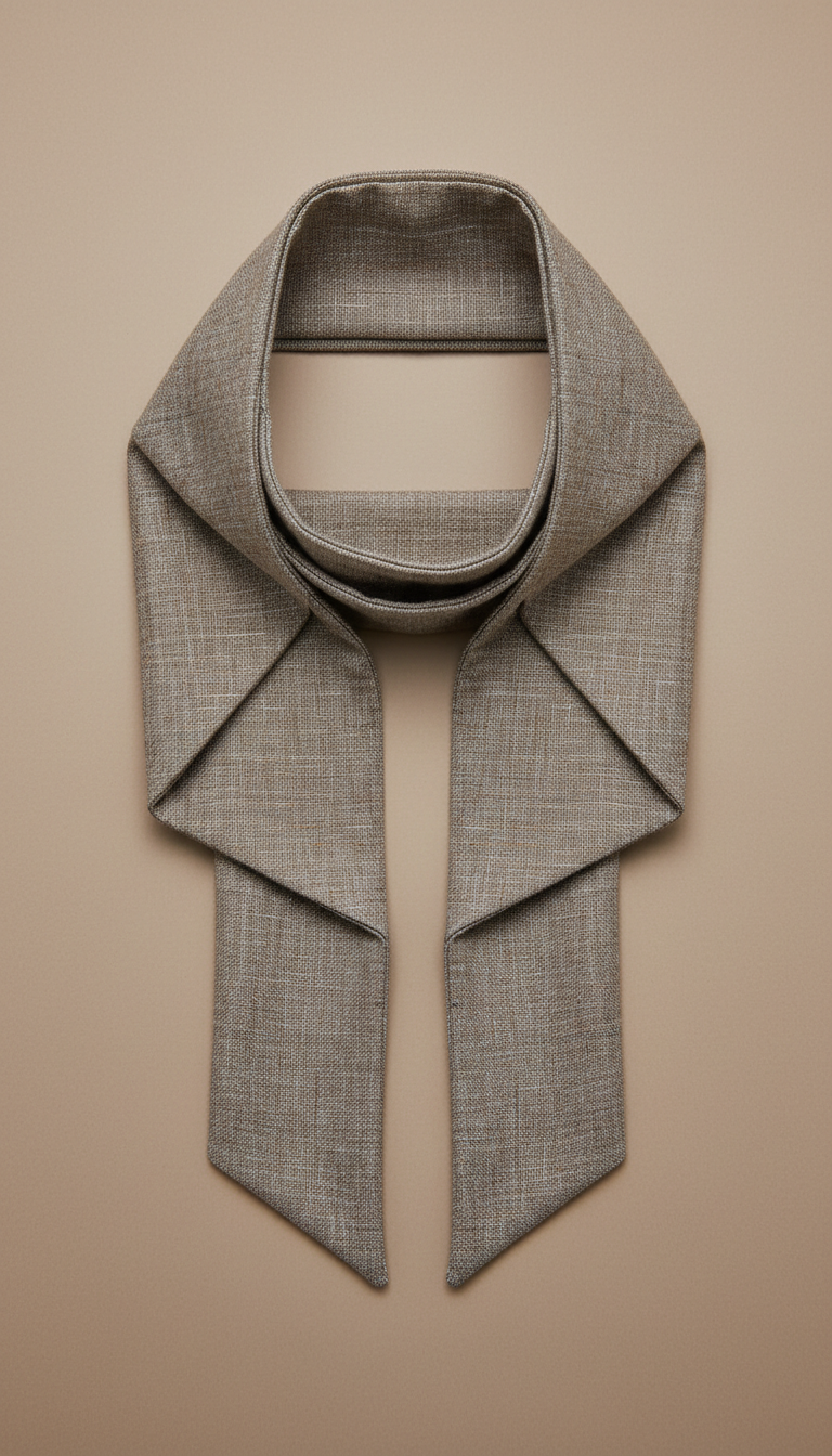 Stone linen tailored scarf, Default is 3/4 angle at product height for suits/jackets/shoes — hero orientation that...
