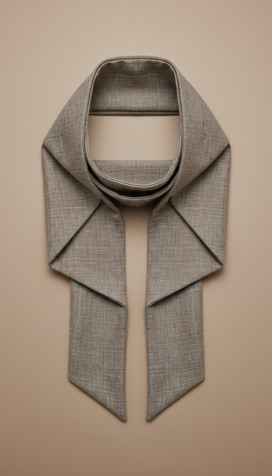 Stone linen tailored scarf, Default is 3/4 angle at product height for suits/jackets/shoes — hero orientation that...