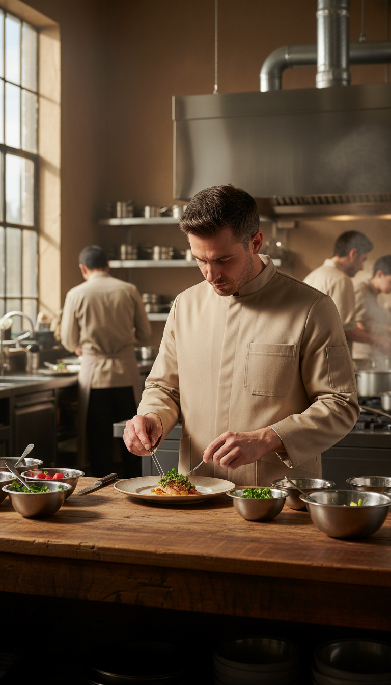 Unisex Food Industry Laboratory Coat in use