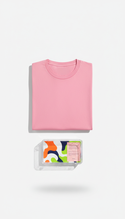 Bubblegum Pink limited edition t-shirt with its collectible pack, perfectly centered horizontally and vertically with...