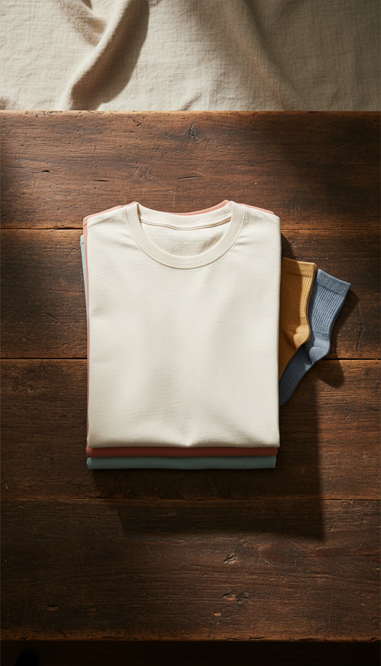 Basic cotton crewneck t-shirt in a new setting