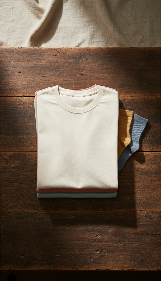 Basic cotton crewneck t-shirt in a new setting