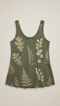 Moss Green Botanical Eco-Print Tank Top