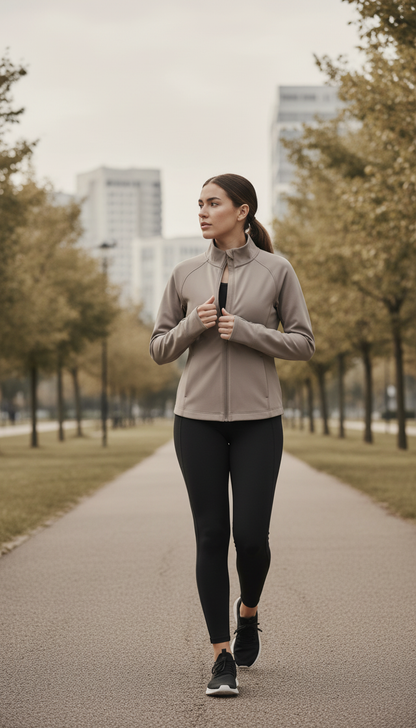 Lightweight Active Jacket Soft Taupe in use