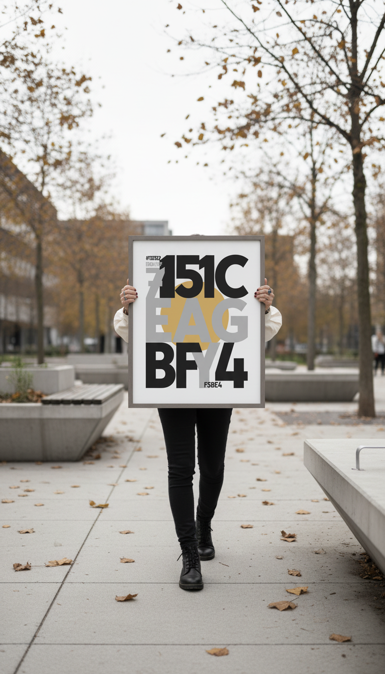 Modern typography framed poster in use