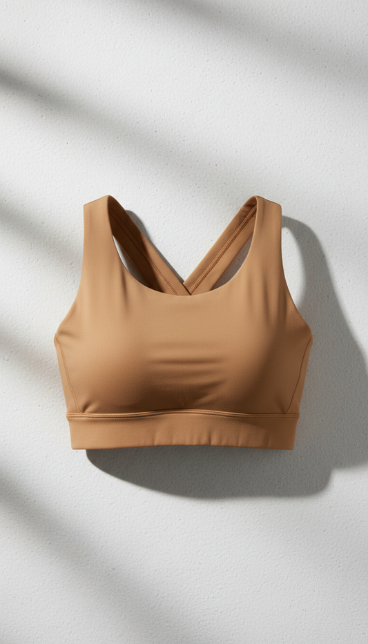 SculptFit Sports Bra in Sienna Clay, conveying shape and softness., perfectly centered horizontally and vertically with...