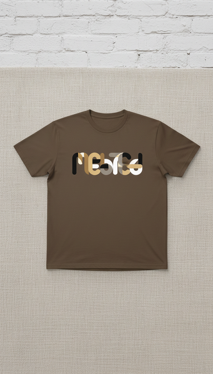 Earth Brown 'Melanated' Wordmark Tee in a new setting