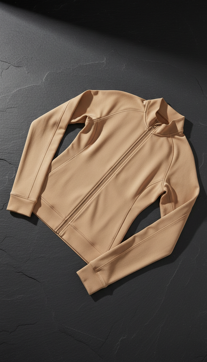 Lightweight Workout Jacket in Warm Sand in a new setting